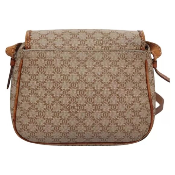 CELINE Macadam Canvas Shoulder Bag PVC Leather Beige Auth - Picture 3 of 16